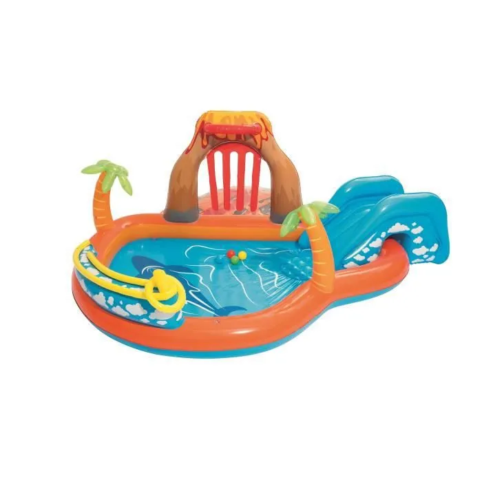 Aire de jeux aquatiques - BESTWAY - Lagoon - Toboggan, coussin et jet d'eau - 265x265x104 cm-0