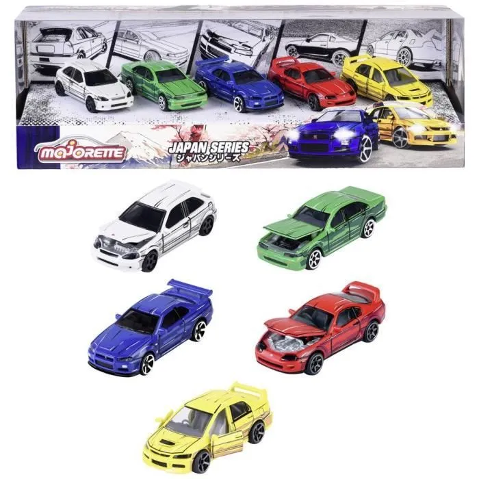 Coffret de véhicules miniatures - MAJORETTE - Japan Series - 5 véhicules en métal - Échelle 1/64 - Dès 3 ans-0