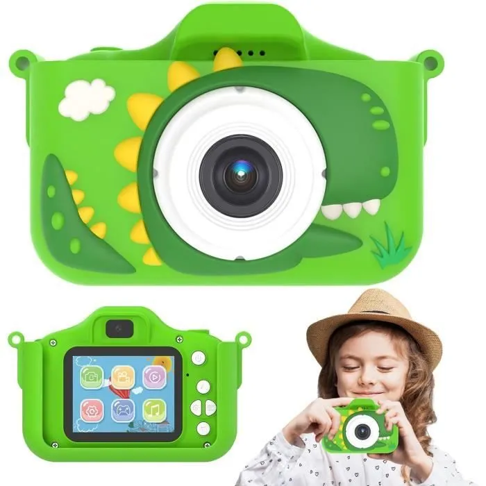 Appareil Photo Pour Tout-Petits, Appareil Photo Numérique Dinosaure Pour Enfants, Double Caméra Hd 4800 W 1080 P, Caméra Vid[h1721]-1