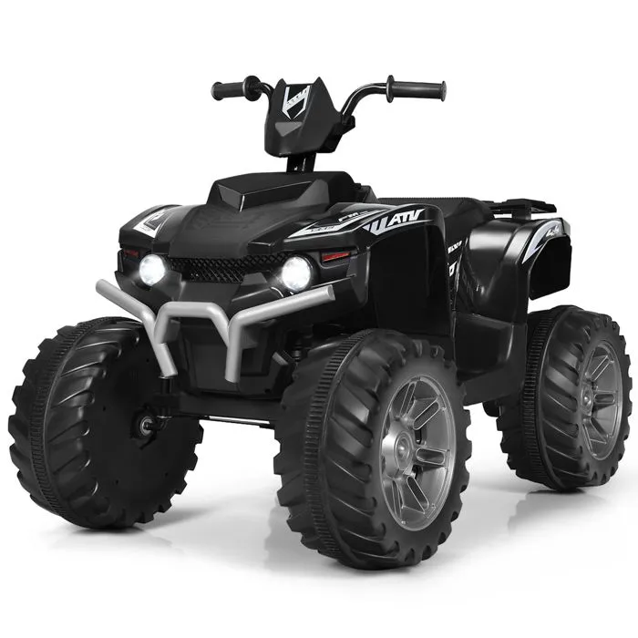 COSTWAY Quad Électrique 12V pour Enfants 3-7 Ans, avec Lumière, Musiques et Histoires, 104x67x74cm, pour Différents Terrains, Noir-0