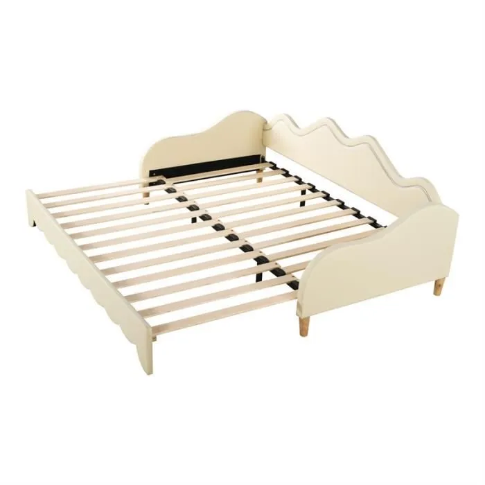 Lit gigogne - DREAMMESPACE - 90-180x190cm - simili cuir - LED-2