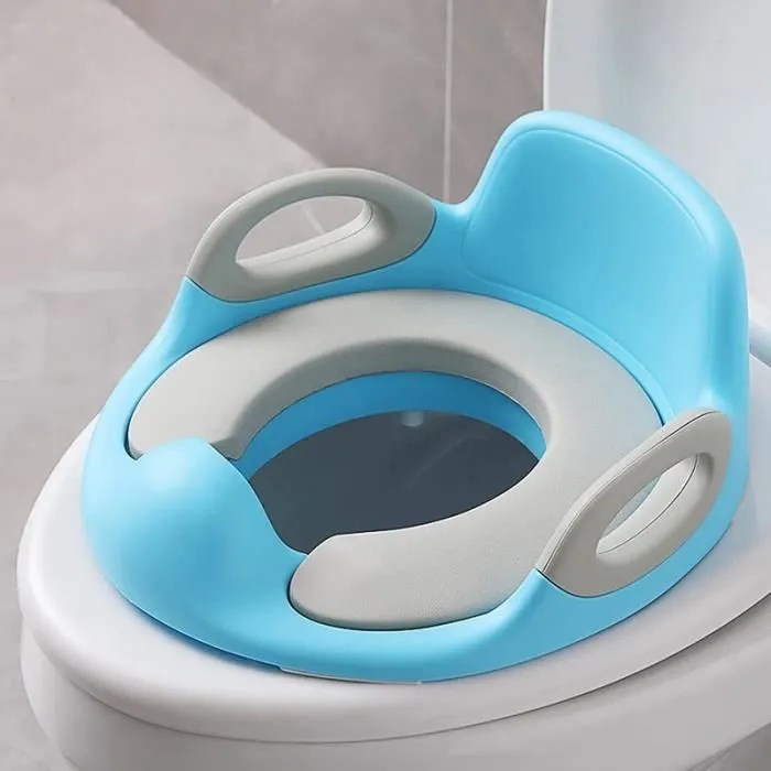 LILIIN Siège WC Enfant Pliable Bleu-Gris, Réglable en Hauteur, Antidérapant et Utile-2
