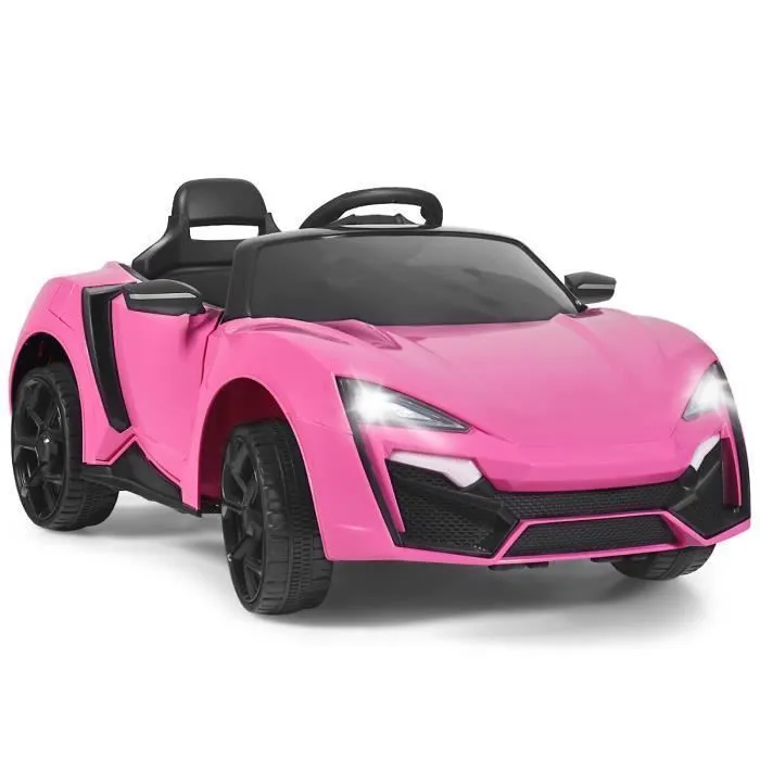 COSTWAY Voiture Électrique 12V/4,5 Ah pour Enfants 3-8 Ans, Télécommande 2,4G, Démarrage Lent, LED, USB, Radio, Klaxon, Rose.-0