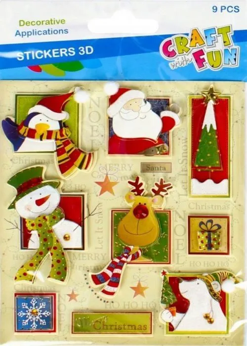 Stickers - lettres adhesives Craft with fun - CFBN269 - Bricolage amusant OZDOBA BN NAKLEJKI 3D 9SZT MIX CF PBH 12/288-0