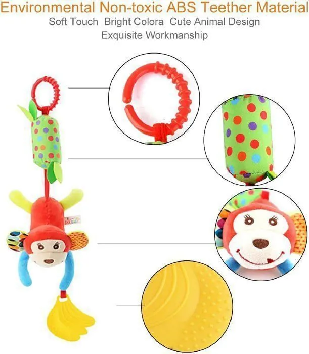 Jouets de Poussette, 4PCS Jouets Suspendus Cadeau pour Bébé, Jouets Hochet Suspendus, Peluche Jouet à Suspendre pour 0,3,6,9,12 Mois-2
