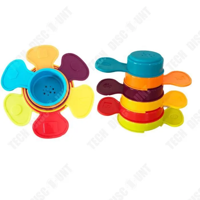 TD® Tasses empilables de tournesol amusantes et éducatives pour enfants empilant Jenga,jouets bain et de bain parent-enfant 6 ensemb-0