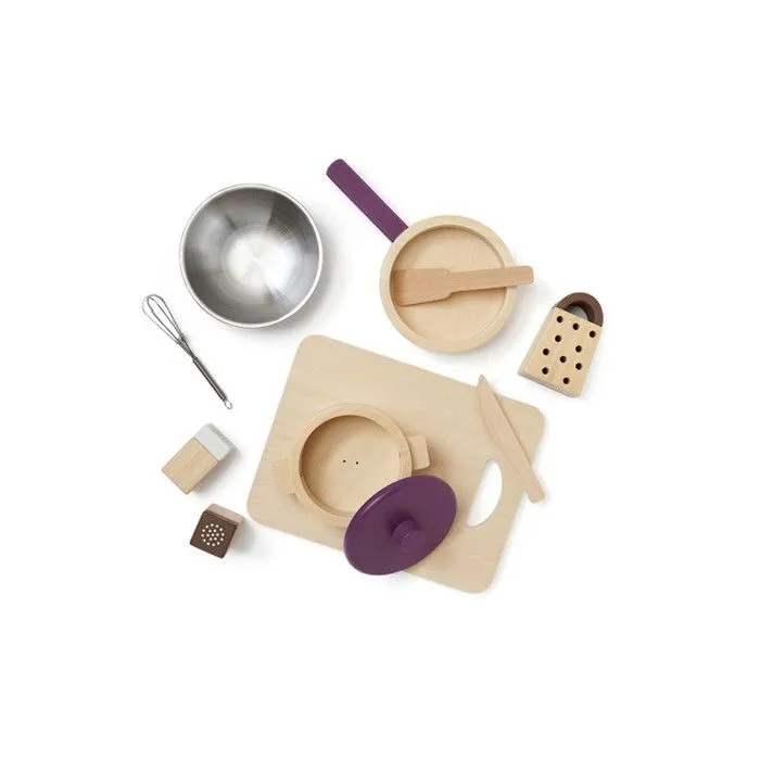 Ensemble Ustensiles De Cuisine En Bois Kid's Hub - Kids Concept - Ensemble de cuisine BRISTO - 8 pièces-0