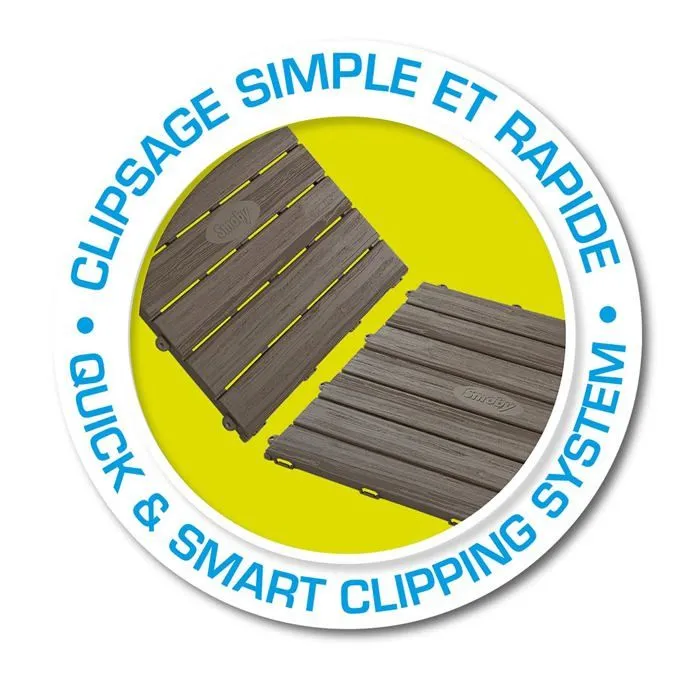 Smoby - Set de 6 dalles - Plancher de Maison - Anti-UV - 45x45cm - Effet texturé bois - Plastique 100% recyclé - Fabriqué en France-3