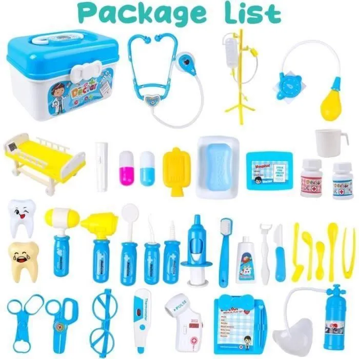 Malette Docteur Enfant, Jouets Déguisement de Jouets du Docteur Imitation avec Medecin Outils Médical, Docteur Rôle Cadeau 3-7 Ans-2