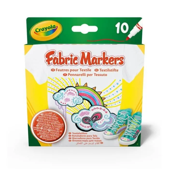 Crayola - 10 Feutres Fins pour Tissus --0