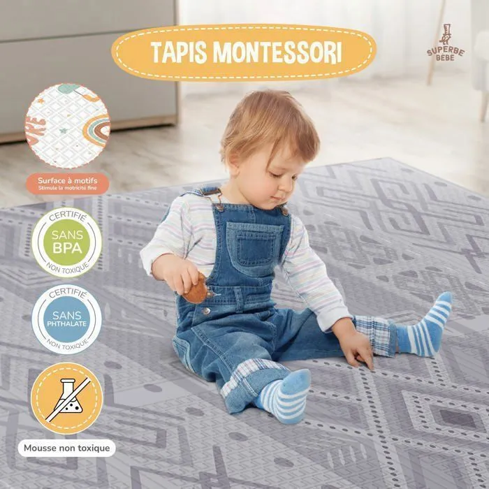 Tapis de Jeu en mousse, épais et pliable pour enfants - 180 x 120 x 1 cm - NORDIC | SUPERBE BEBE-5