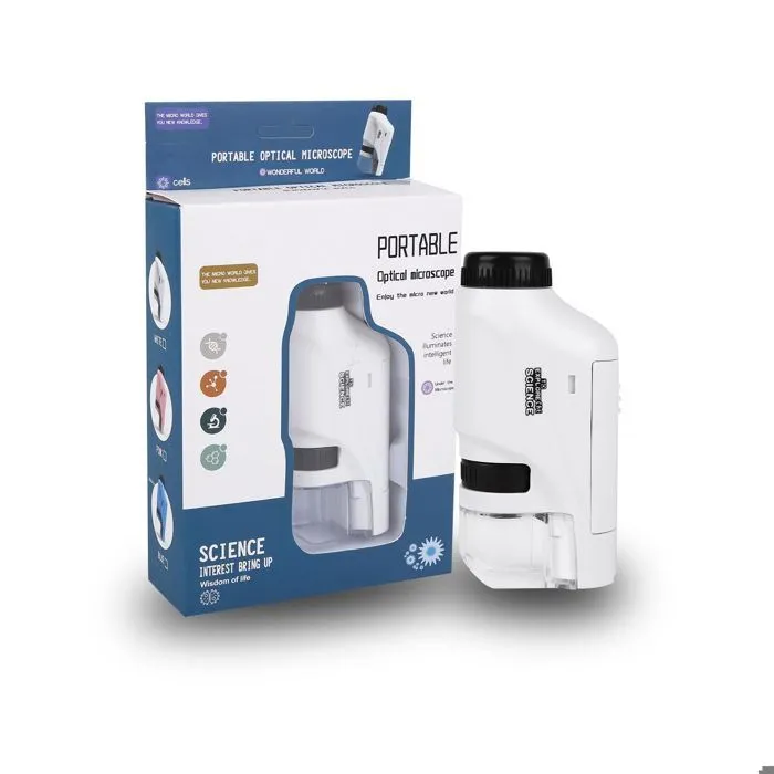 Microscope Portable Enfants, Mini Microscope de Poche avec Lumière LED, Microscope HD Cadeau Enfants, étude à Domicile Préscolaire-1