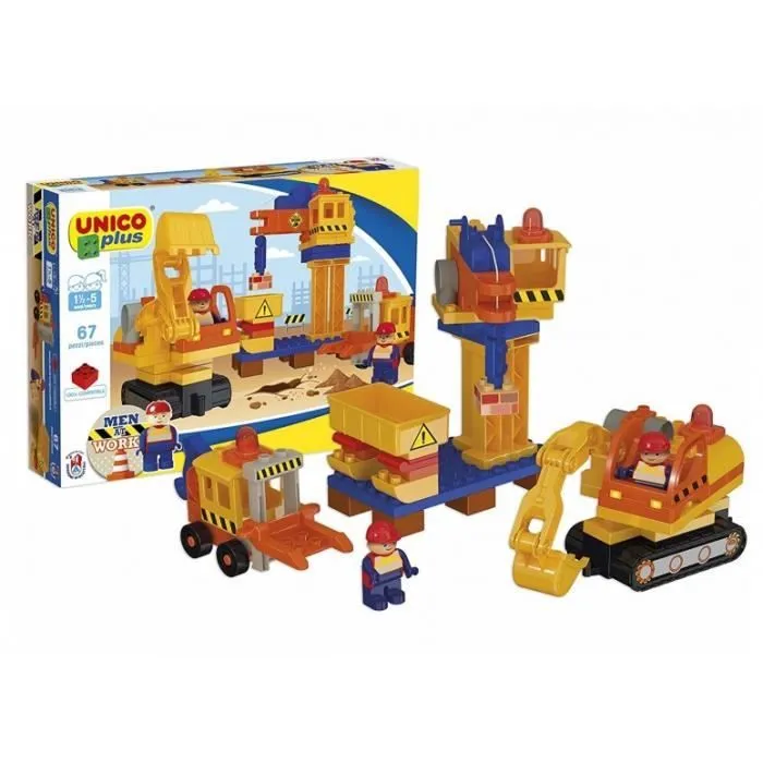 Kit de construction véhicules de construction - UNICO - 68 pièces - Multicolore-0
