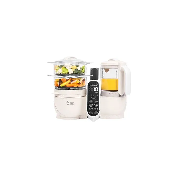 Babymoov Robot Cuiseur Bébé Nutribaby(+) - 6 en 1 - Cuiseur-vapeur/Mixeur - Grande Capacité 2,2L, Mineral beige-0