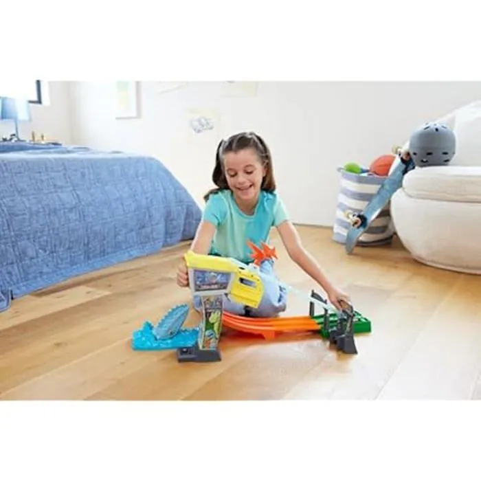 Coffret Piste - HOT WHEELS - HTP12 - 2 véhicules - Jurassic World - Vélociraptor Blue et Owen-1
