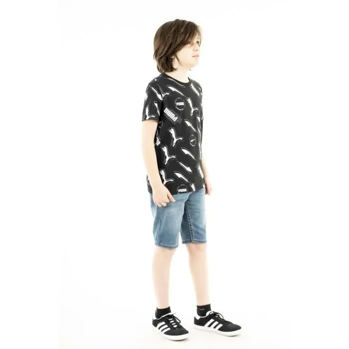 Tee Shirt - PUMA - Alpha AOP 01 - Noir - Manches Courtes - Garçon 10 ans-1
