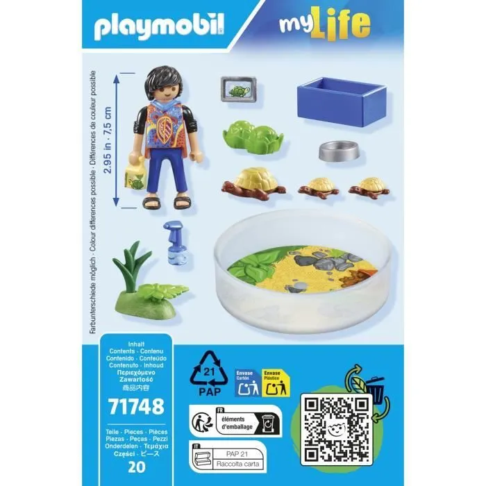 PLAYMOBIL 71748 Garçon avec famille de tortues dans un terrarium, My Life, 20 pièces, Dès 4 ans-4