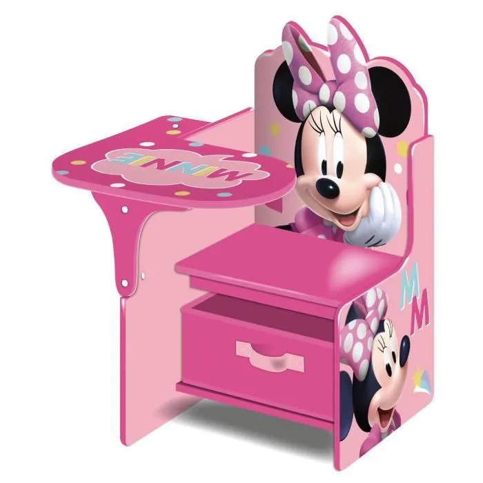 Chaise de Bureau Disney Minnie - Bac de Rangement Amovible - Montage Facile - A partir de 3 ans-0