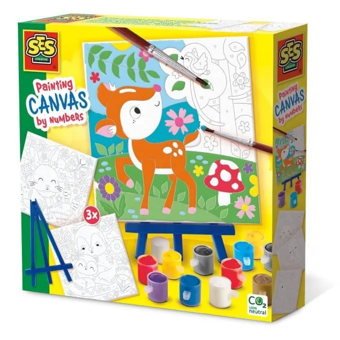 Peinture au numéro sur toile - 3 animaux de la forêt - SES CREATIVE-0