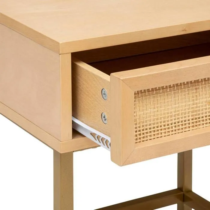 Tables de chevet "Rayo" en métal & bouleau 1 tiroir H50cm - Bois naturel - Atmosphera createur d'interieur-2