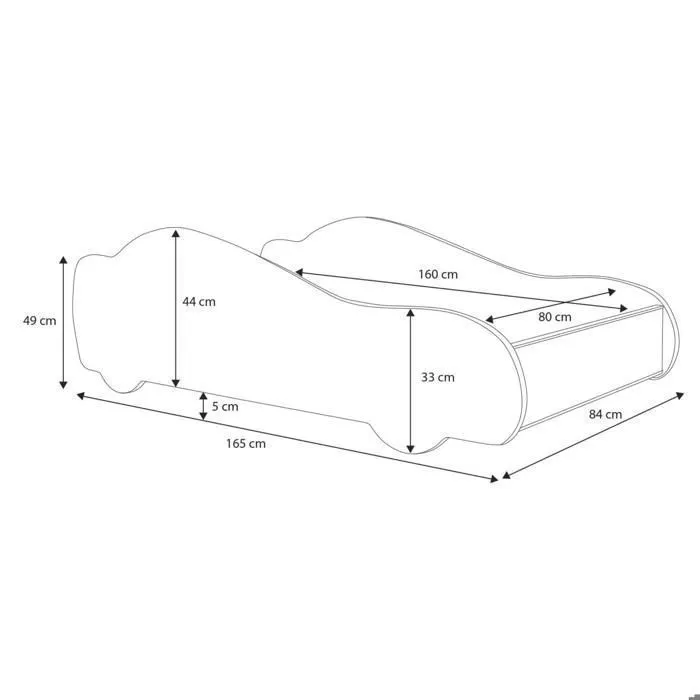 Lit Complet Enfant Lit voiture de course pour enfants - BATCAR - 80 x 160 cm - Noir - Avec Sommier et Matelas-5
