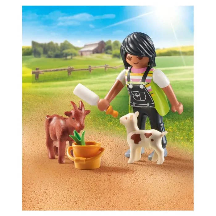 Figurine Playmobil - PLAYMOBIL - PLL71759 - Fermière Chèvre - Chèvreau - Playmobil Country-3