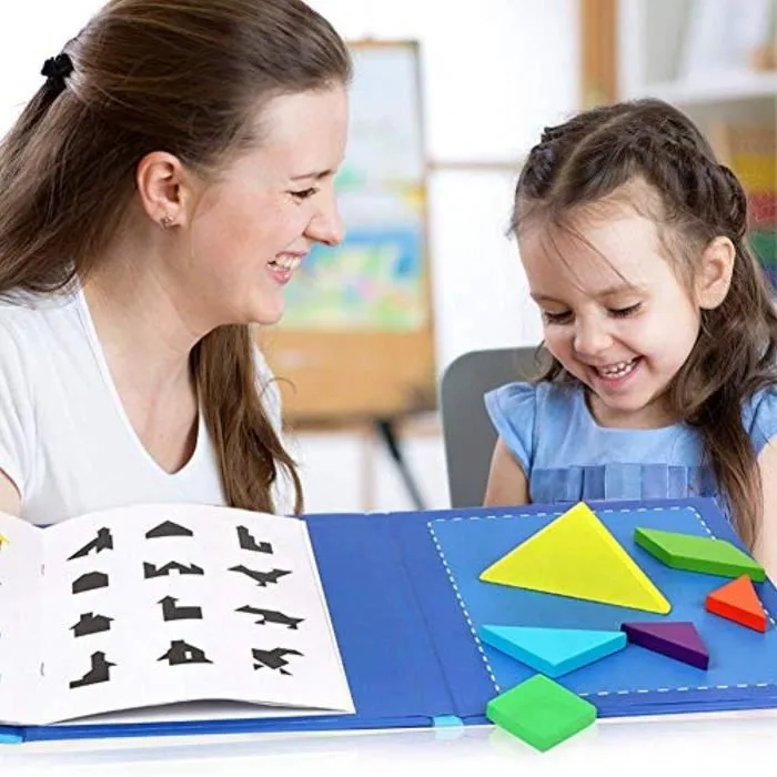 Jeu de casse-tête magnétique Tangram KX5PI pour adultes - 7 pièces - Multicolore-3