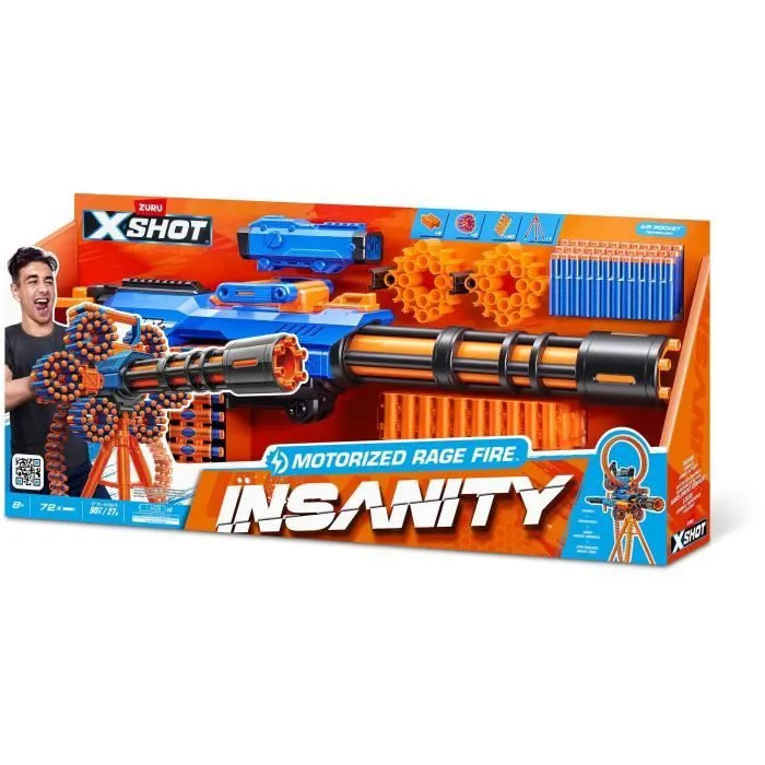 Pistolet sur trépied - ZURU XSHOT - Motorized Rage Fire - 72 fléchettes-1