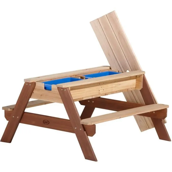 Table de pique-nique AXI Nick en cèdre tropical avec bacs de rangement et parasol-2