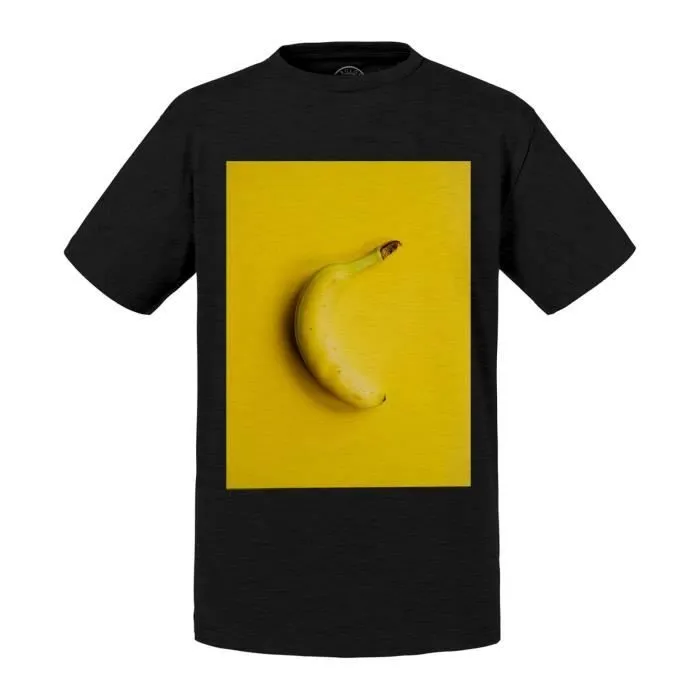 T-shirt Enfant Noir Banane sur Fond Jaune-0
