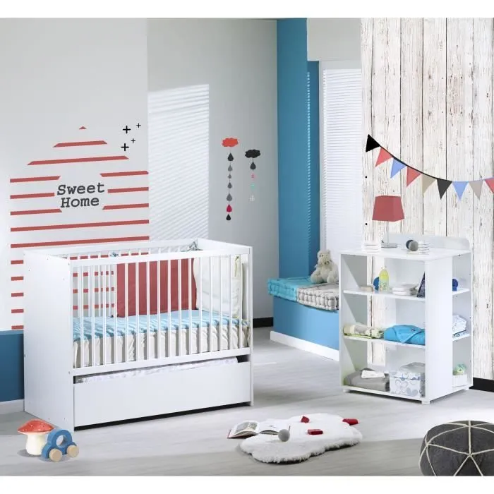 SAUTHON ELOI Lit Combiné 3 en 1 Évolutif 60 x 120 en 90x190 cm - Blanc-2