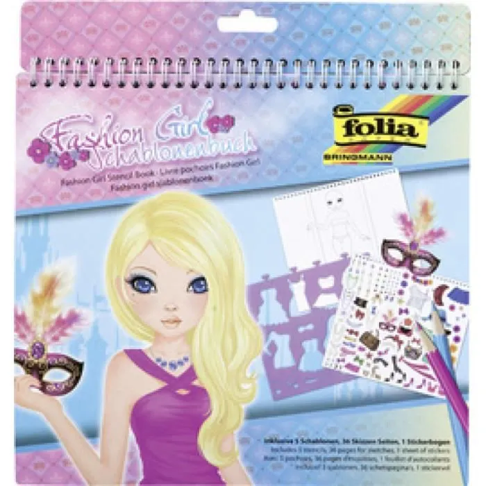 folia Livre pochoir "Fashion Girl", grand 0,000000 Noir-2