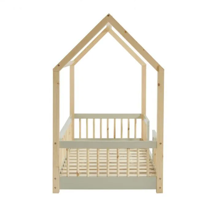 Lit cabane avec barrières Explorateur Ivoire 70x140 - Laïba Kids-3
