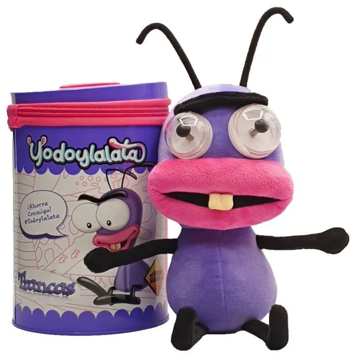 Peluche Wallatoys - WL001 - Peluche Yodoylalata Le Fourmis Tranches 20 cm avec Une boite/Tirelire Sonora Multicolore ()-0