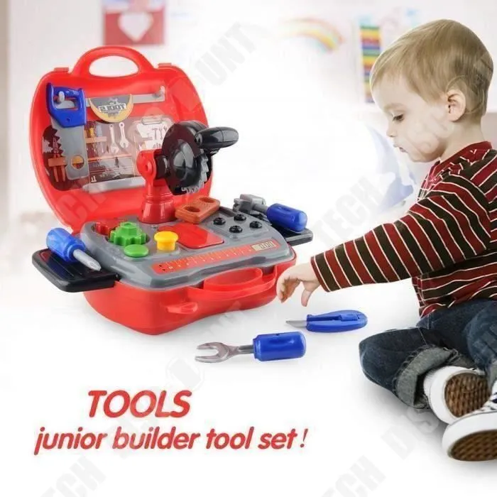 TD® Jeux outill bricolage pour enfant-Jeux de role 2-6 Ans pour garçons - 19pcs Trousse d'outils Coloré pour jeux bricolage-1