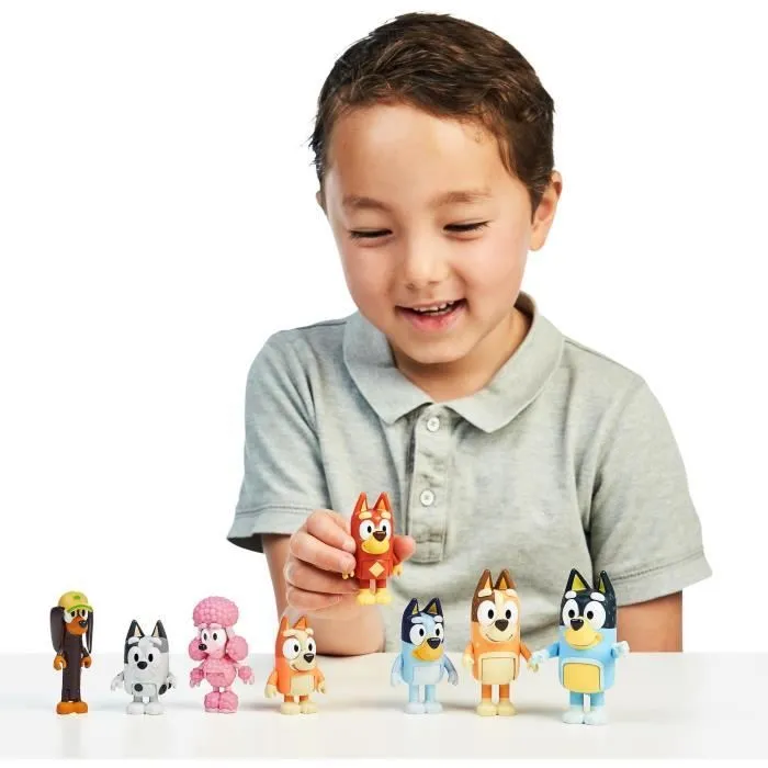 Figurines - BLUEY - Coffret 8 personnages - Figurines articulées - Univers de la série - Mixte-5