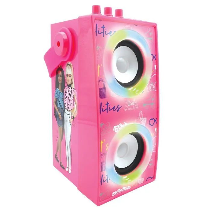Enceinte Bluetooth® portable - Barbie - Tendance - Micro inclus - Effets lumineux - Rose et multicolore-1