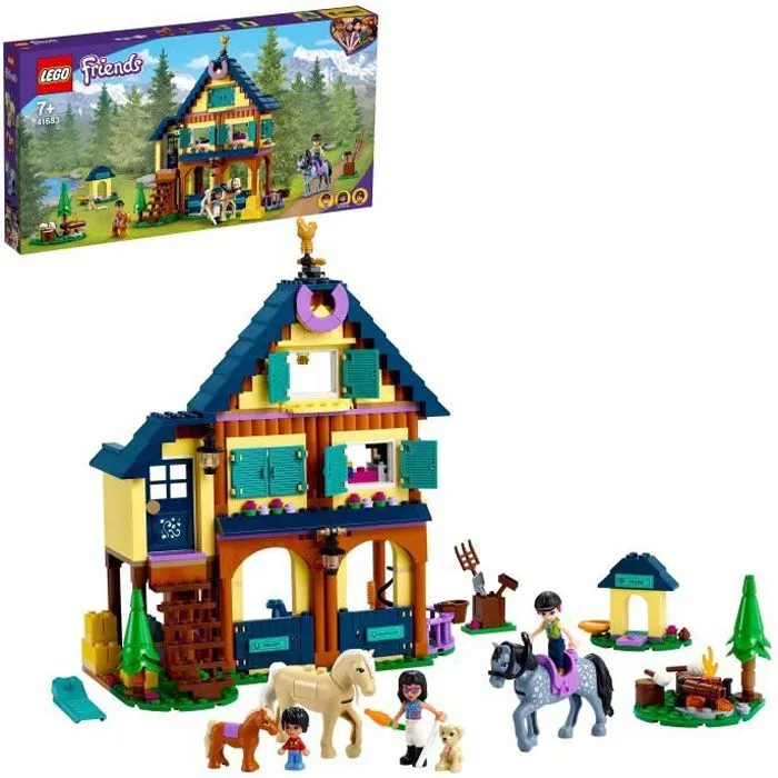LEGO® 41683 Friends Le centre équestre de la forêt – Jouet Cheval avec Mini-Poupées pour Filles et Garçons-0