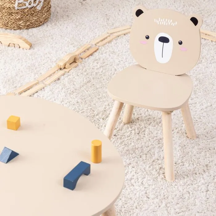 Chaise enfant ourson Douceur bois naturel - Atmosphera createur d'interieur - Beige-2