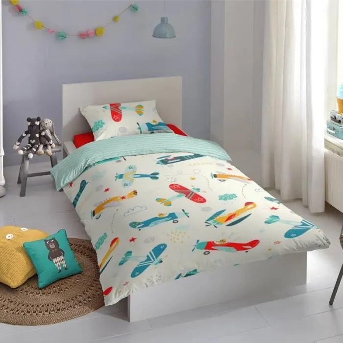 Good Morning Foxtrot - Housse de Couette - 1-personne - 140x200/220 cm + 1 taie d'oreiller 60x70 cm - Multicolore-1