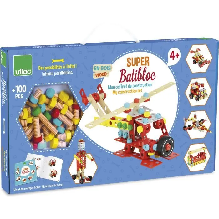 Jouet de construction - VILAC - Super Batibloc - Bois - Rouge - Mixte-0