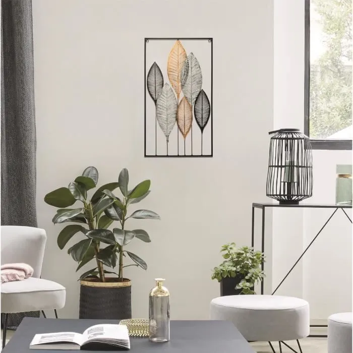 Déco murale "Feuilles" - métal 37x65 cm - Multicolore - Atmosphera createur d'interieur-0