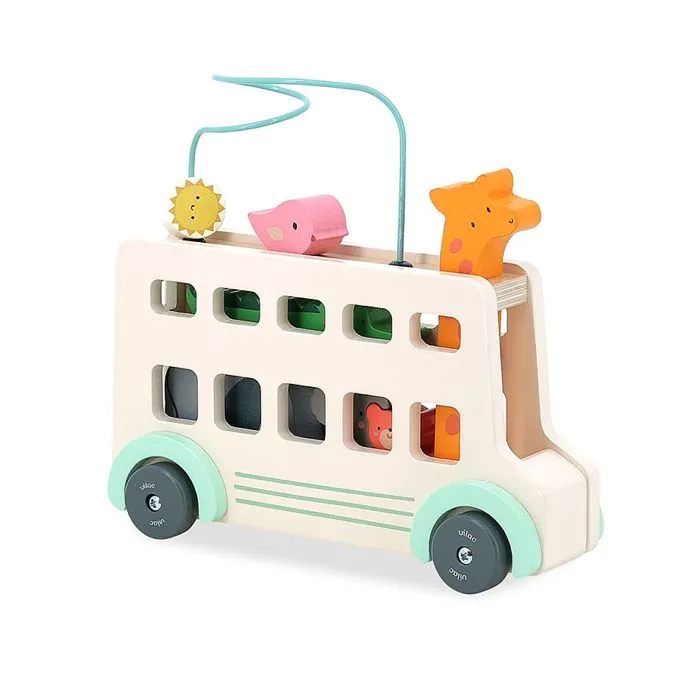 Autobus en bois - Vilac - Bus'animo Sarah Betz - Beige - Jouet d'éveil - 12 mois et plus-0