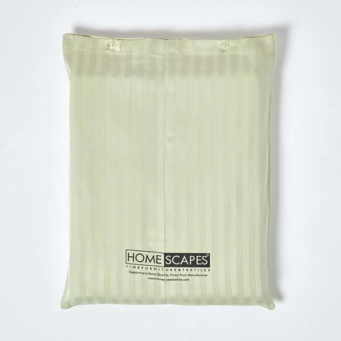 Housse de couette + taies d'oreiller rayées coton égyptien 330 fils Vert sauge 230 x 220 cm-3
