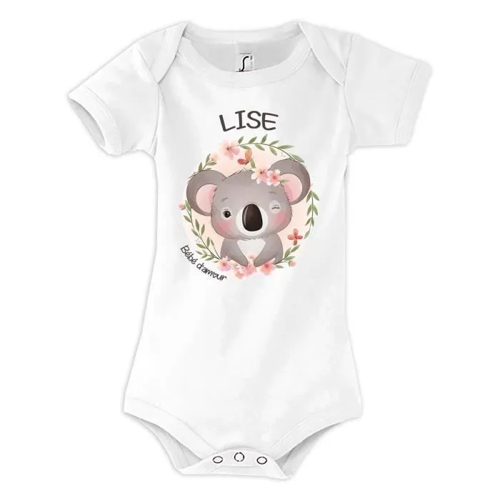 Body Bébé - Lise Bébé d'amour - Koala - 100% coton - Oeko-Tex - Mixte - Blanc-0