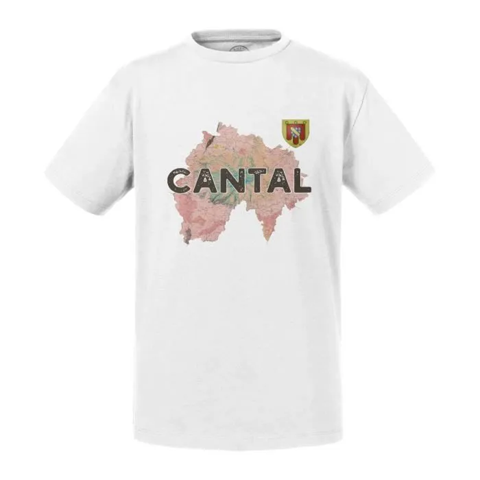 T-shirt Enfant Blanc Cantal 15 Departement Aurillac Carte Ancienne Auvergne-0