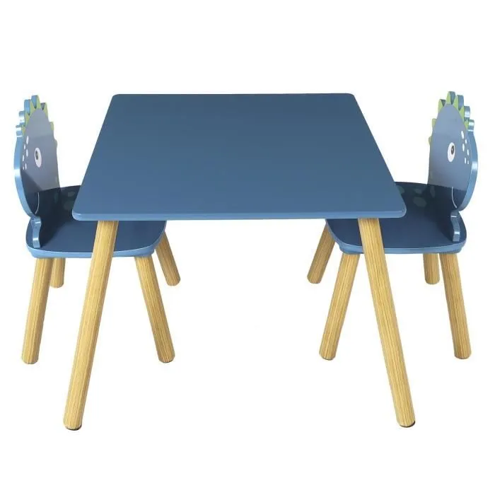 Table et 2 chaises Dino Bleu Home Deco Kids-3
