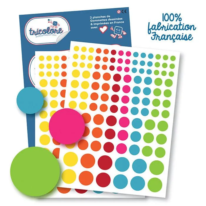 Gommettes - Rondes - Assortiment de tailles et couleurs - 236 pièces-0