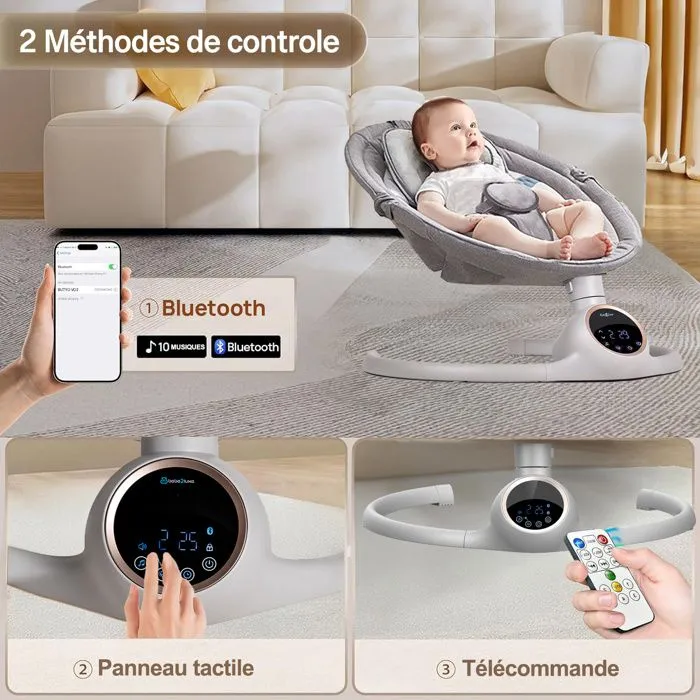 Balancelle bébé /transat électrique ALPHA bleu-1