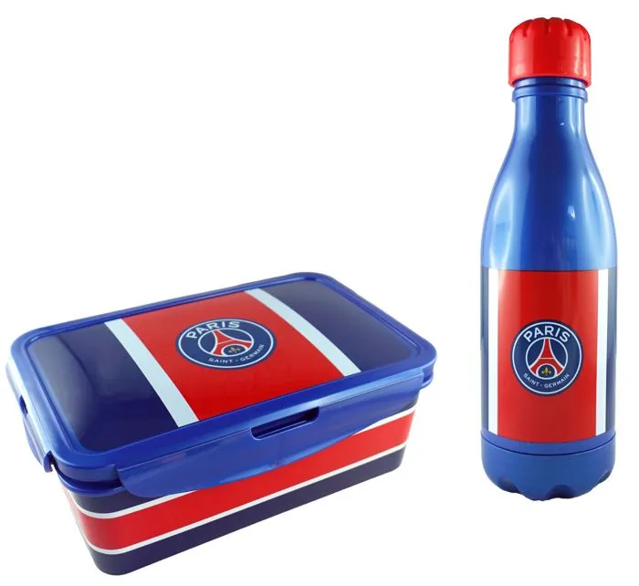 Gourde et Boite à sandwich - Paris Saint-Germain - 560 ml - Bleu - Dimensions 19x12x7 cm - Officiel-0